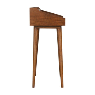 Reeve Writing Desk Solid Wood Raised Gallery Rim With Open Shelf