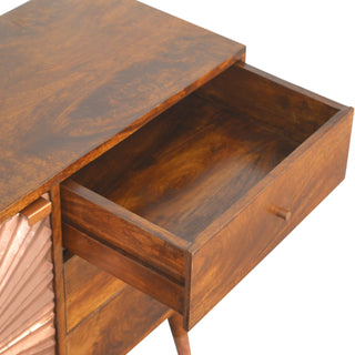 Coreva Small Sideboard with Copper Sunburst Cabinet Door and Tapered Legs