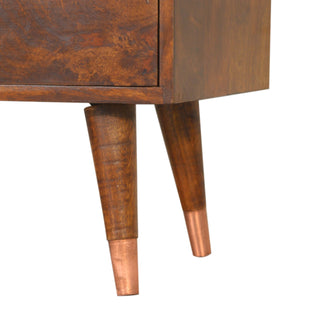 Coreva Small Sideboard with Copper Sunburst Cabinet Door and Tapered Legs