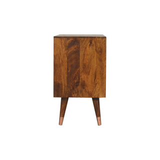 Coreva Small Sideboard with Copper Sunburst Cabinet Door and Tapered Legs