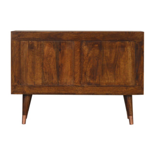Coreva Small Sideboard with Copper Sunburst Cabinet Door and Tapered Legs