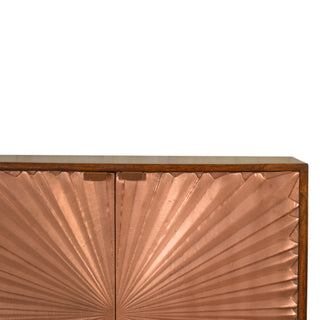 Auryn Display Cabinet Copper-Plated Sunburst Twin-Door Chestnut Mango