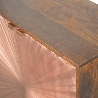 Auryn Display Cabinet Copper-Plated Sunburst Twin-Door Chestnut Mango