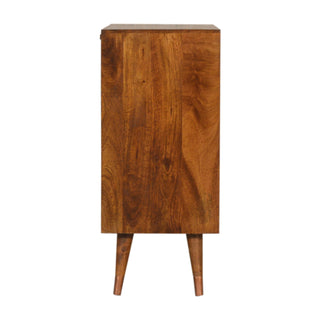 Auryn Display Cabinet Copper-Plated Sunburst Twin-Door Chestnut Mango