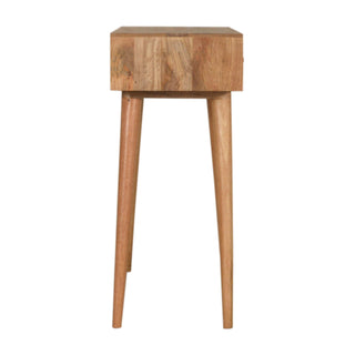 Teal Console Table with Drawers Hand-Carved Cube Teal Oak Mango Wood