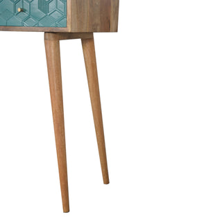 Ciel Console Table with Drawers Teal White Two-Tone Carved Mango Wood