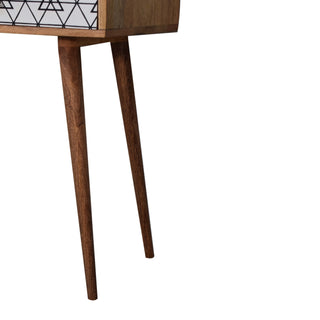 Lune Console Table with Drawers Triangular Screen Print Nordic Legs Oak Mango Wood