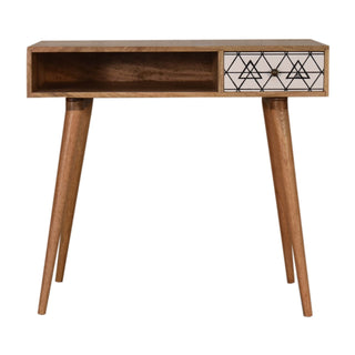 Kenzo Writing Desk Mango Wood Triangle Print Drawer With Open Slot