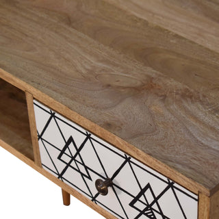 Kenzo Writing Desk Mango Wood Triangle Print Drawer With Open Slot