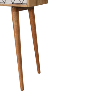 Kenzo Writing Desk Mango Wood Triangle Print Drawer With Open Slot
