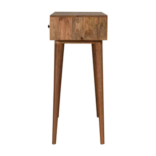 Ines Slim Console Table with Drawers Open Triangle Print Nordic Legs Oak Mango Wood