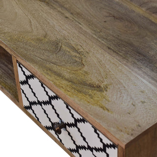Zara Writing Desk Mango Wood Moroccan Lattice Print Drawer With Open Slot