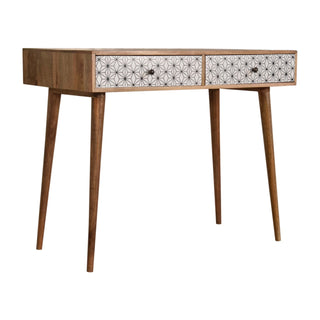 Seren Console Table with Drawers Geometric Print Tapered Legs