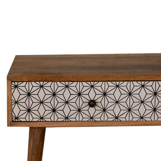 Seren Console Table with Drawers Geometric Print Tapered Legs