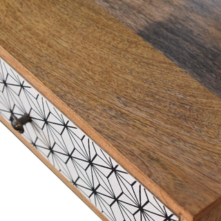 Seren Console Table with Drawers Geometric Print Tapered Legs