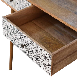 Seren Console Table with Drawers Geometric Print Tapered Legs