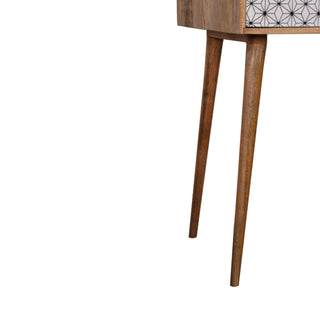 Seren Console Table with Drawers Geometric Print Tapered Legs