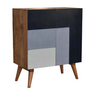 Indigo Sideboard Cabinet Three-Tone Blue L-Pattern Hand-Painted Twin-Door