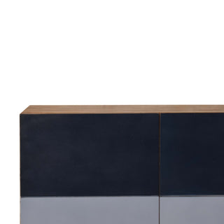 Indigo Sideboard Cabinet Three-Tone Blue L-Pattern Hand-Painted Twin-Door