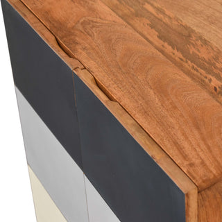 Indigo Sideboard Cabinet Three-Tone Blue L-Pattern Hand-Painted Twin-Door