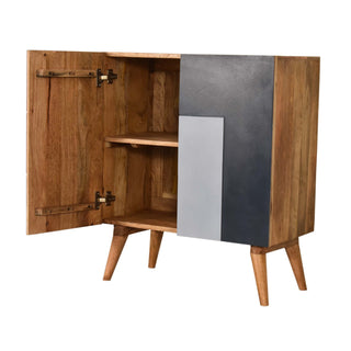 Indigo Sideboard Cabinet Three-Tone Blue L-Pattern Hand-Painted Twin-Door