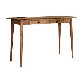Nexus Writing Desk Mango Wood Dual Shell Drawers With Integrated Power Sockets