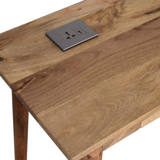 Nexus Writing Desk Mango Wood Dual Shell Drawers With Integrated Power Sockets