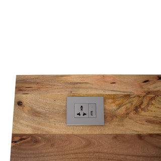 Nexus Writing Desk Mango Wood Dual Shell Drawers With Integrated Power Sockets