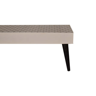 Kenzo Coffee Table Solid Mango Wood Black Geometric Print Top Nordic Legs