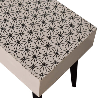 Kenzo Coffee Table Solid Mango Wood Black Geometric Print Top Nordic Legs