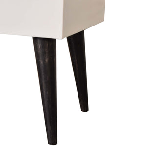 Kenzo Coffee Table Solid Mango Wood Black Geometric Print Top Nordic Legs