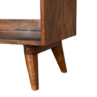 Corra Hallway Bench Upholstered Tweed Seat Pad Solid Mango Wood