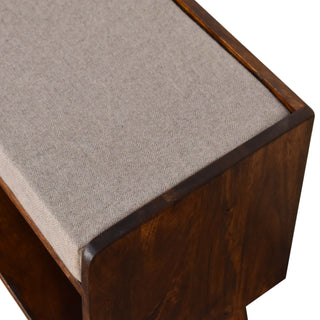 Corra Hallway Bench Upholstered Tweed Seat Pad Solid Mango Wood