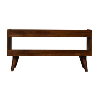 Corra Hallway Bench Upholstered Tweed Seat Pad Solid Mango Wood