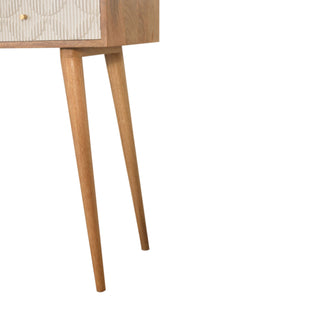Ivory Console Table with Drawers White Ribbed Carved Mango Wood