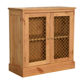 Finch Display Cabinet Wire Mesh Cage Doors Natural Pine Twin-Door Plinth Base