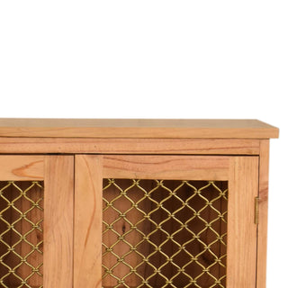 Finch Display Cabinet Wire Mesh Cage Doors Natural Pine Twin-Door Plinth Base