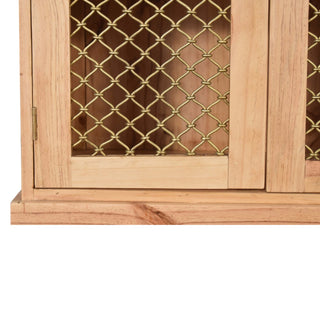 Finch Display Cabinet Wire Mesh Cage Doors Natural Pine Twin-Door Plinth Base