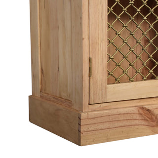 Finch Display Cabinet Wire Mesh Cage Doors Natural Pine Twin-Door Plinth Base
