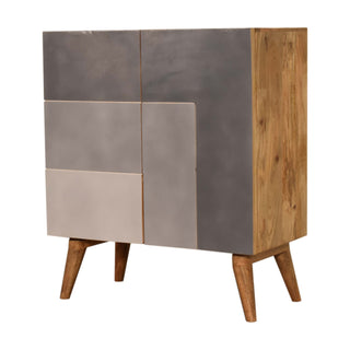 Slate Sideboard Cabinet Three-Tone Charcoal L-Pattern Hand-Painted With Drawers