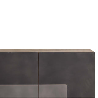 Slate Sideboard Cabinet Three-Tone Charcoal L-Pattern Hand-Painted With Drawers