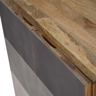 Slate Sideboard Cabinet Three-Tone Charcoal L-Pattern Hand-Painted With Drawers