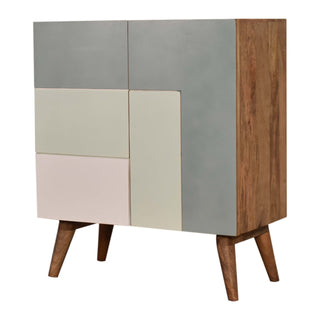Sage Sideboard Cabinet Three-Tone Sage Green L-Pattern Hand-Painted With Drawers