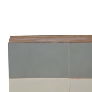 Sage Sideboard Cabinet Three-Tone Sage Green L-Pattern Hand-Painted With Drawers
