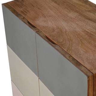Sage Sideboard Cabinet Three-Tone Sage Green L-Pattern Hand-Painted With Drawers