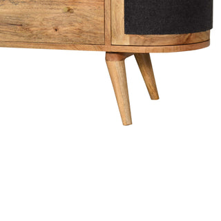 Sable Sideboard Cabinet Black Woven Panel Doors Three-Drawer Natural Oak