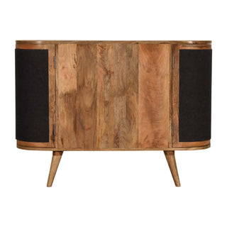 Sable Sideboard Cabinet Black Woven Panel Doors Three-Drawer Natural Oak