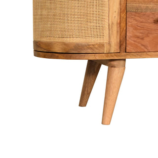 Raffia Sideboard Cabinet Rattan Cane Woven Doors Three-Drawer Natural Oak