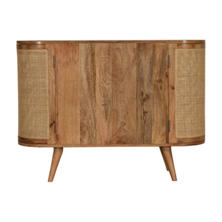 Raffia Sideboard Cabinet Rattan Cane Woven Doors Three-Drawer Natural Oak