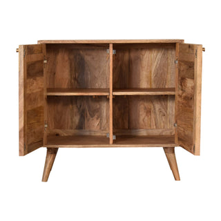 Kenzo Display Cabinet Screen-Printed Sashiko Geometric Natural Oak Twin-Door